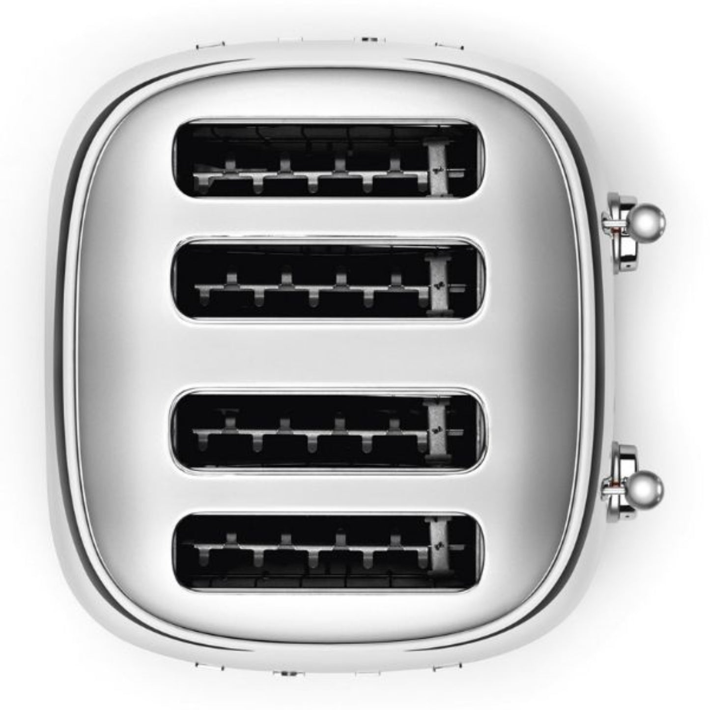 Tostadora SMEG plateada vista superior, ideal para cocina moderna