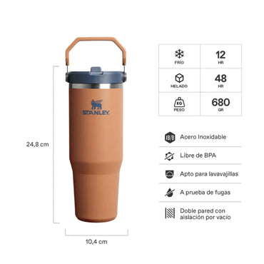 Termo Stanley Classic 30oz naranja con aislamiento al vacío y tapa de acero inoxidable