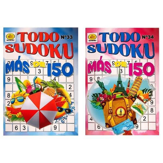 Libros de Sudoku Todo Sudoku vol 33 y 34 con diseños coloridos y más de 150 puzzles cada uno
