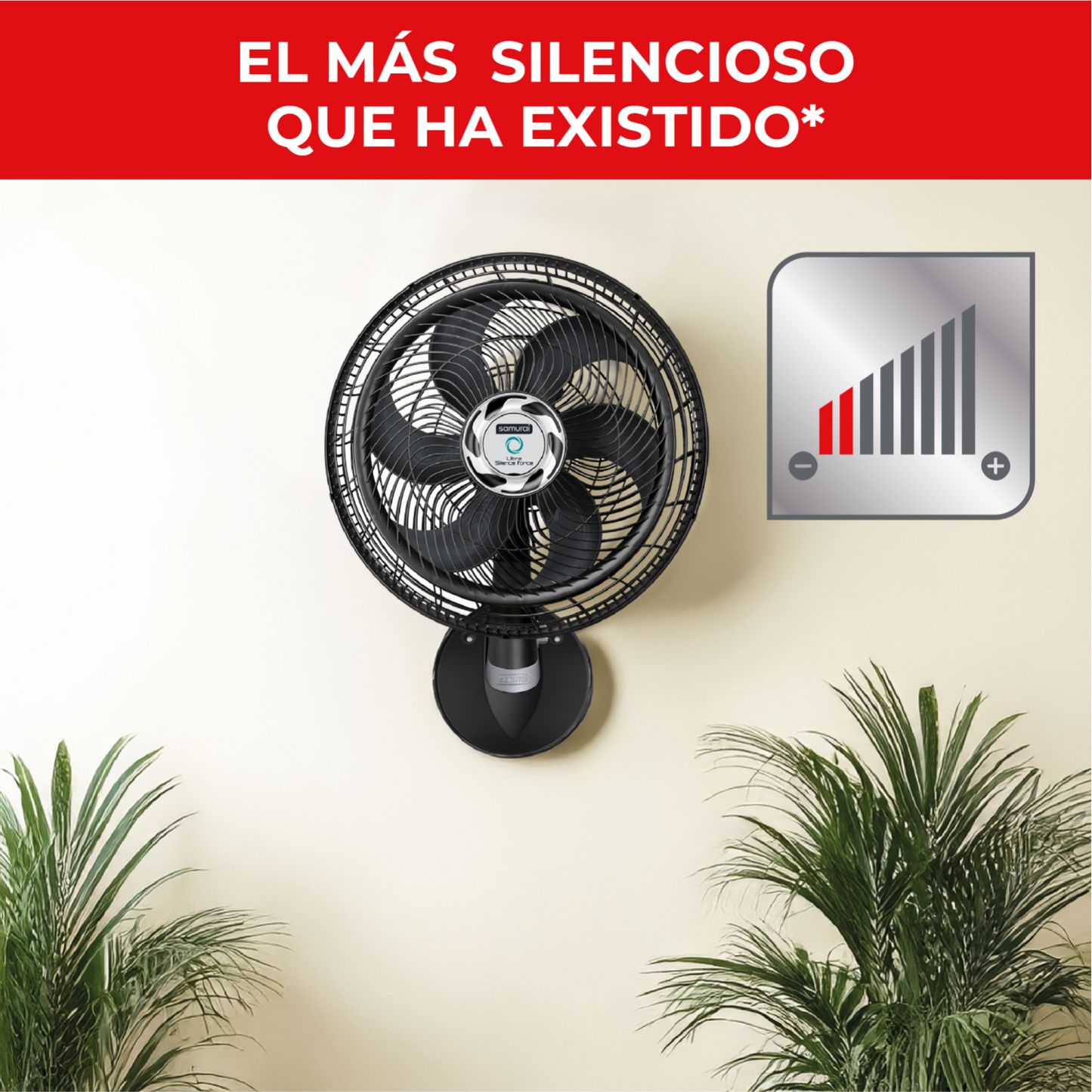 Ventilador pedestal 18 pulgadas SAMURAI montado en pared con diseño silencioso y control de velocidad ajustable