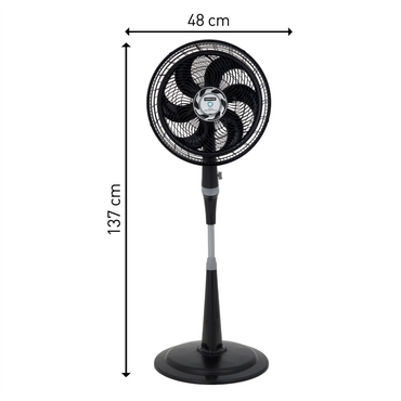 Ventilador pedestal 18 pulgadas SAMURAI negro con base redonda y altura ajustable