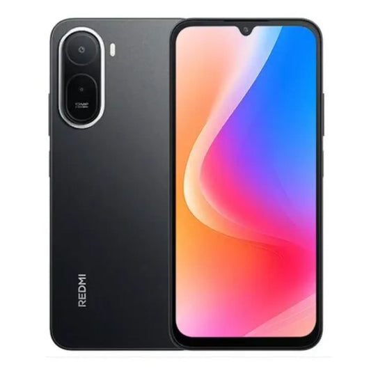 Xiaomi smartphone negro, vista frontal y trasera, diseño moderno