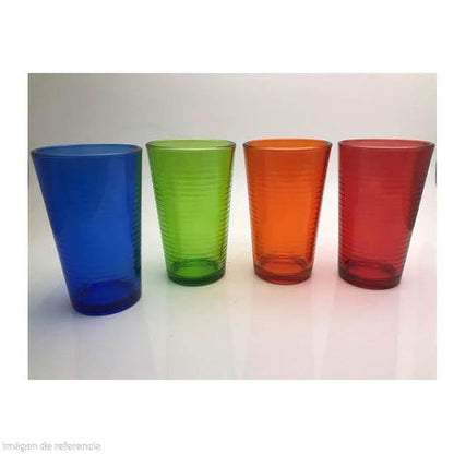 SET OF 4 COLORED GLASSES 12 OZ
