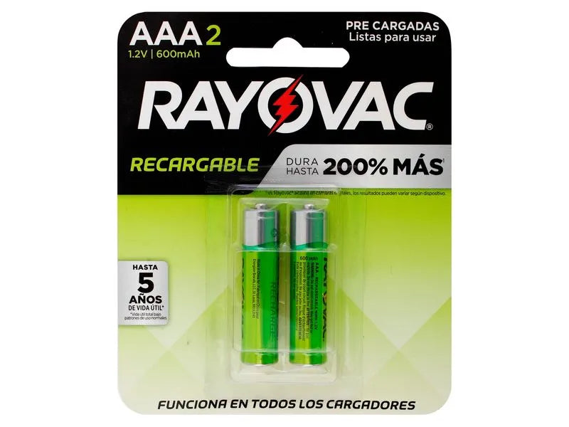 PILA RECARGABLE AAA DE 2 UNIDADES