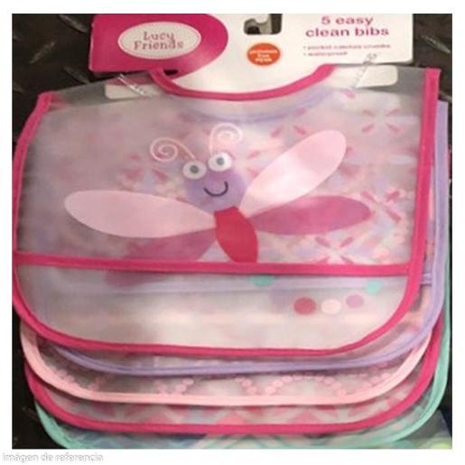 5PC PLASTIC BIB FOR BABY IN ASSORTED COLORS
