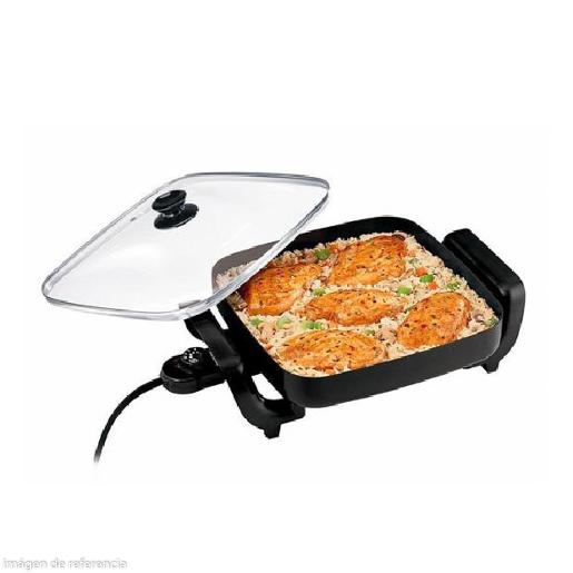 Sartén Eléctrico Proctor Silex 38526 5 lbs Negro con Tapadera de Vidrio y Control de Temperatura