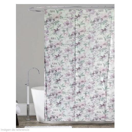 CORTINA DE BAÑO FLORAL VERB C/ 12 GANCHO