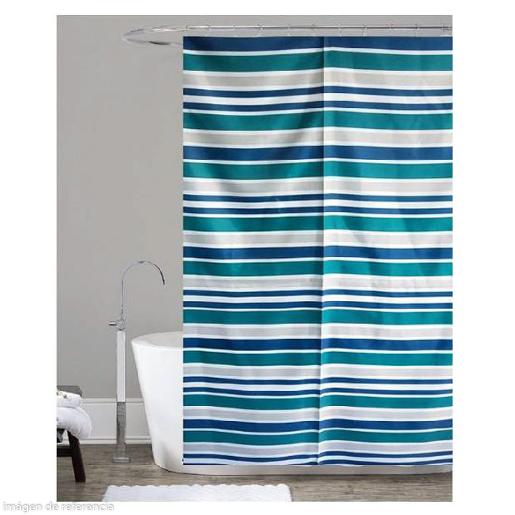 CORTINA DE BAÑO STRIPE C/ 12 GANCHOS