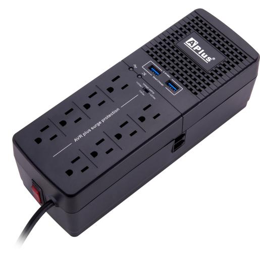 REGULADOR DE VOLTAJE 8 ENT /2 USB 2200VA