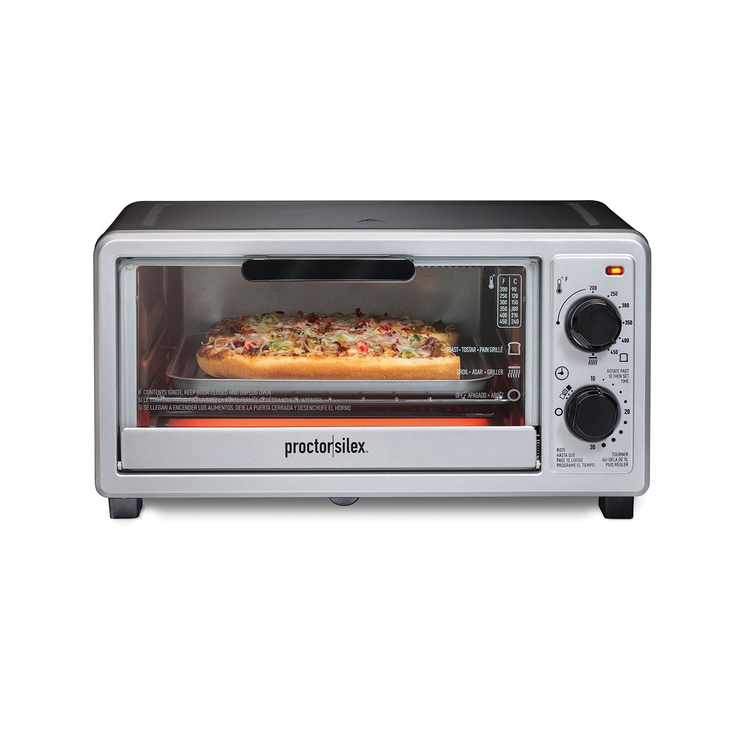 Horno Tostador Proctor Silex 31260 4 Rebanadas Acero con Timer y Bandeja de Migas