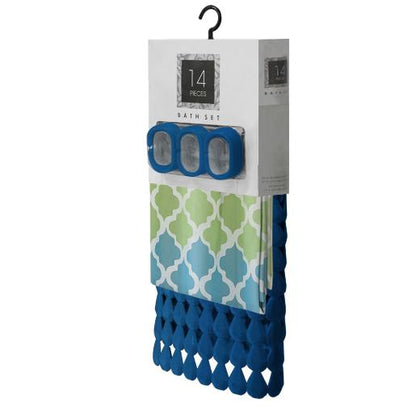 SET 14PC CORTINA+ALFOMBRA BANO TRI QUATR