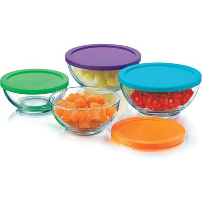 SET OF 6 BOWLS WITH COLORED LID 720ML