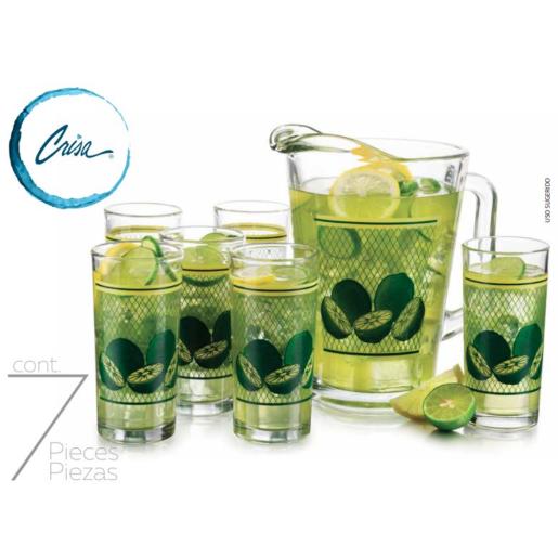 7-Piece Glass Set with Lemons, 59.8 oz