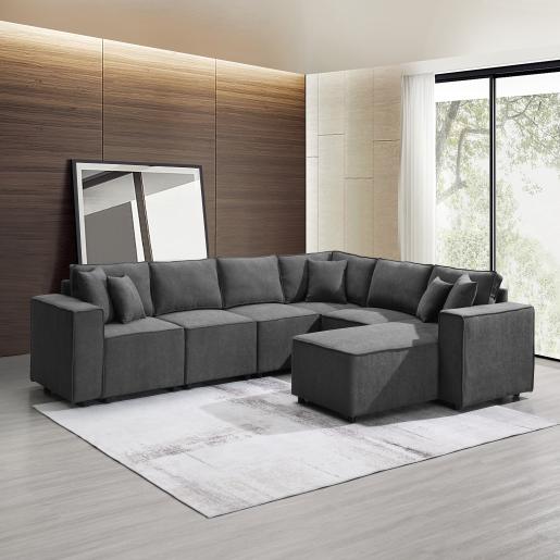 SECCIONAL C/ CHAISE SILVESTER GRIS