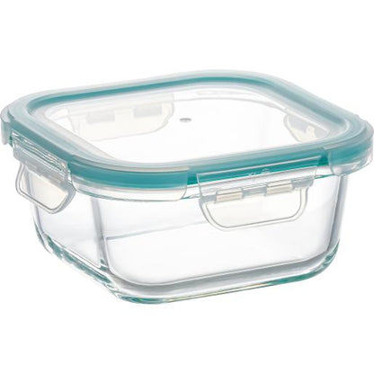 GLASS CONTAINER WITH SQUARE LID 1100ML AZ.