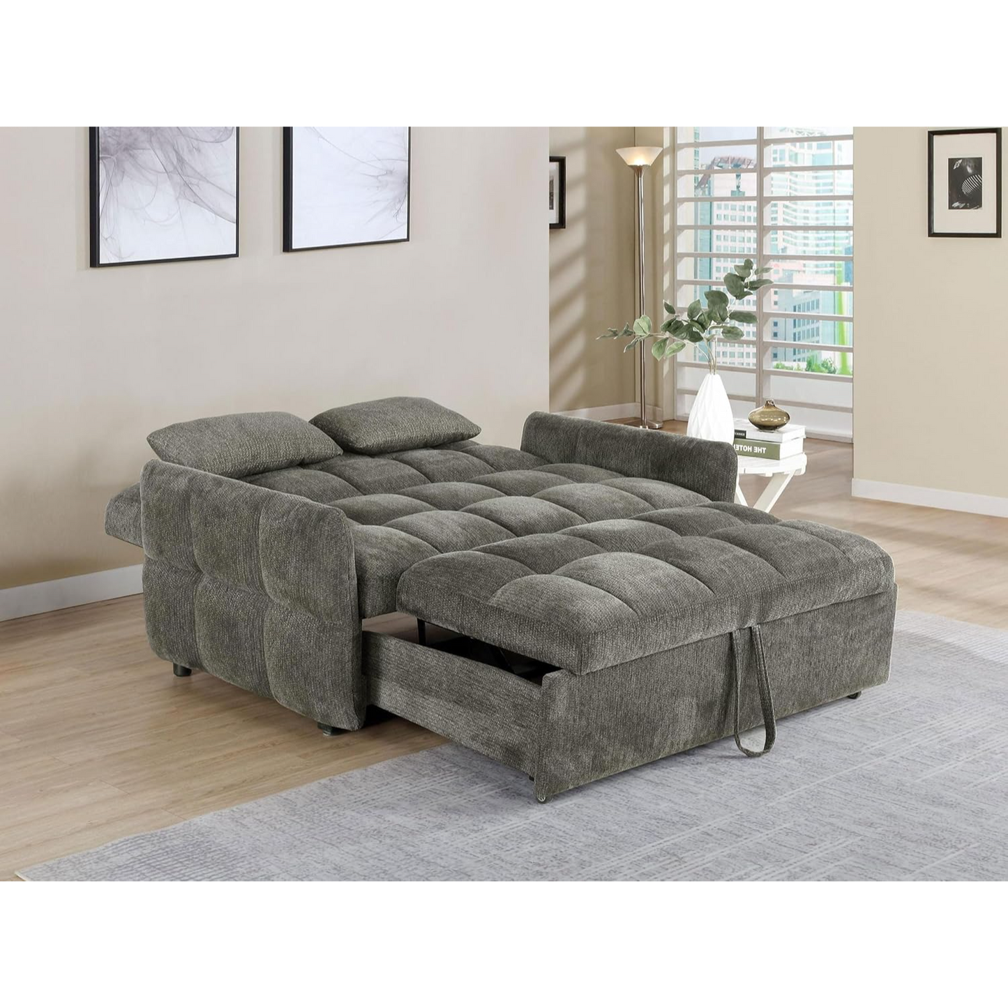 COTSWOLD SOFA BED + 2 DARK GREY CUSHIONS. 