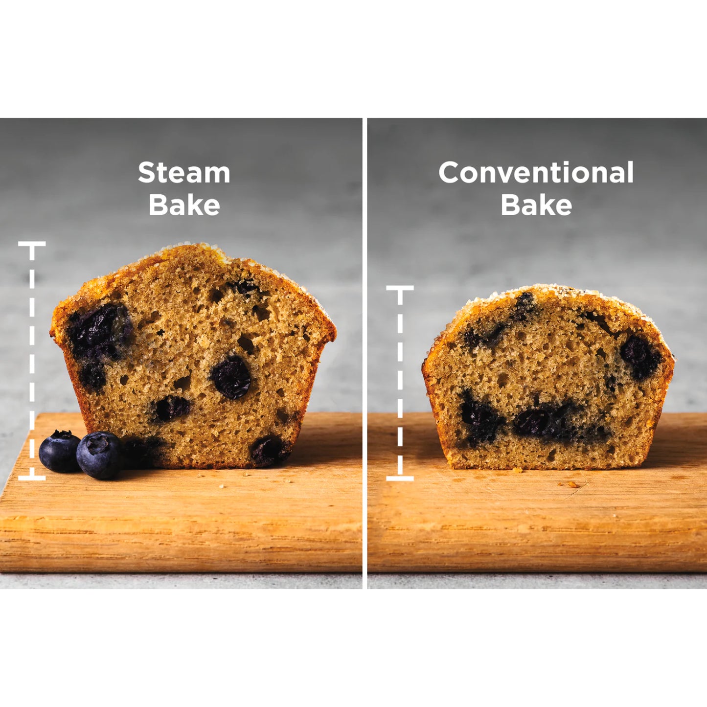 Comparación de pastel de arándano horneado en estufa eléctrica con freidora de aire y en horno convencional