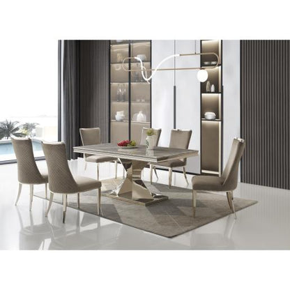 6-Piece Marble Dining Set with Silver Base