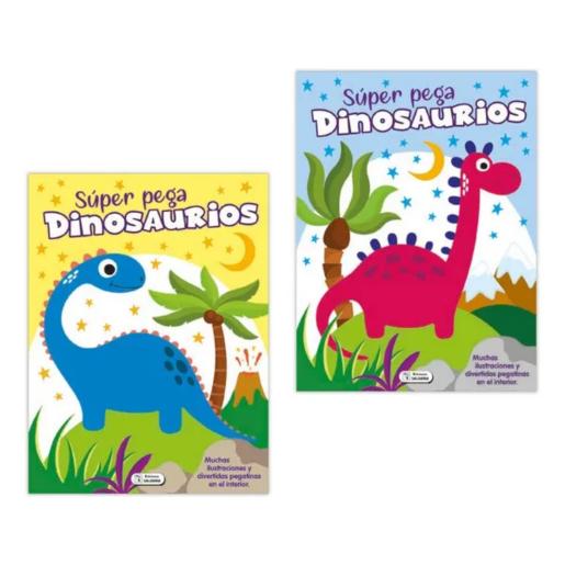 LIBRO COLOREAR SUPER STICKERS DINOS. SUR