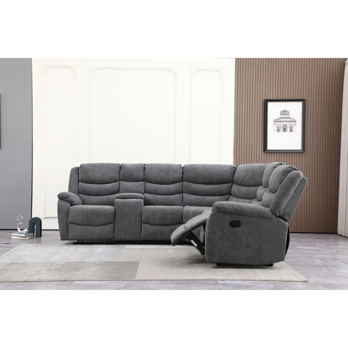 SECCIONAL RECLINABLE C/CONSOLA GR.
