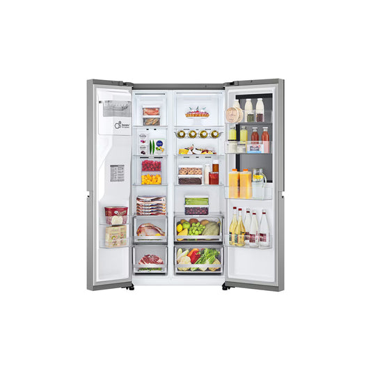 Side By Side Refrigerator 22.4pᶟ (Net) / 24pᶟ (Gross) ThinQ™ InstaView™ Smart Inverter Silver