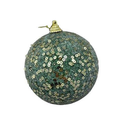 NAV. BALL SET2 10CM GREEN W/GOLDEN SHINE