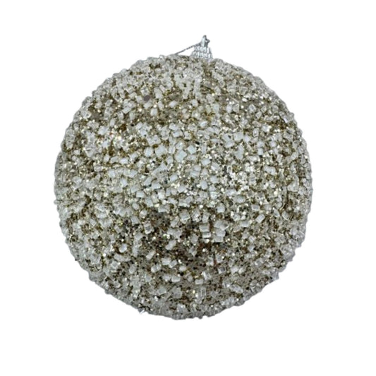 NAV. BALL 15CM CHAMPAGNE GLITTER