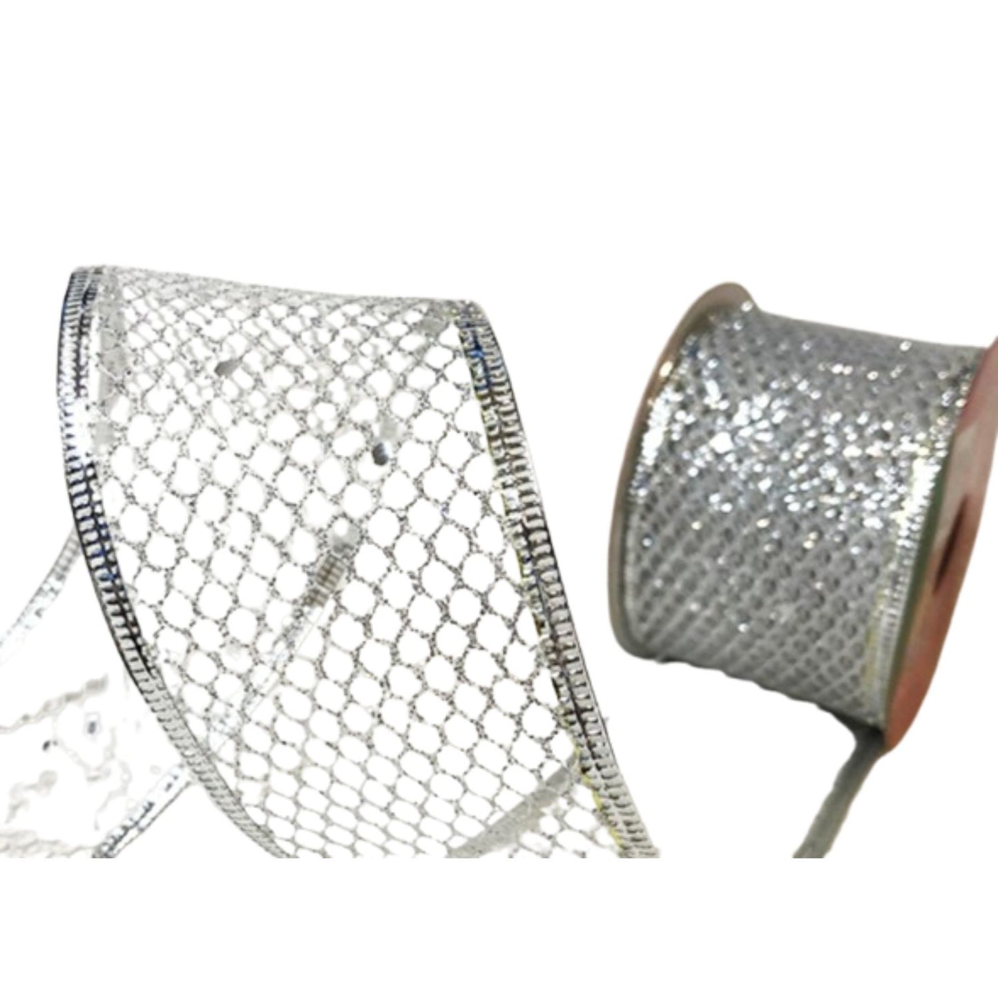 NAV. TREE RIBBON 6CM SILVER SHINE