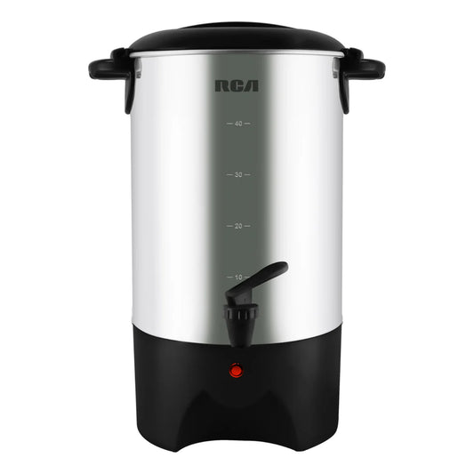 RCA 40-Cup Stainless Steel Percolator | 1000W + Cool-Touch Handles + Indicator Light | Model RCUR16