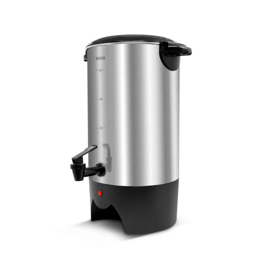RCA 40-Cup Stainless Steel Percolator | 1000W + Cool-Touch Handles + Indicator Light | Model RCUR16