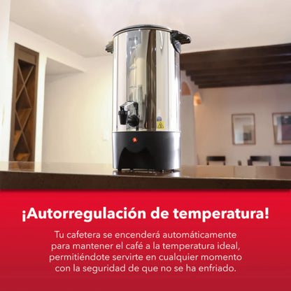 Percoladora RCA 40 Tazas Acero Inoxidable | 1000W + Asas Frías + Luz Indicadora | Modelo RCUR16