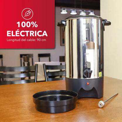 Percoladora RCA 40 Tazas Acero Inoxidable | 1000W + Asas Frías + Luz Indicadora | Modelo RCUR16