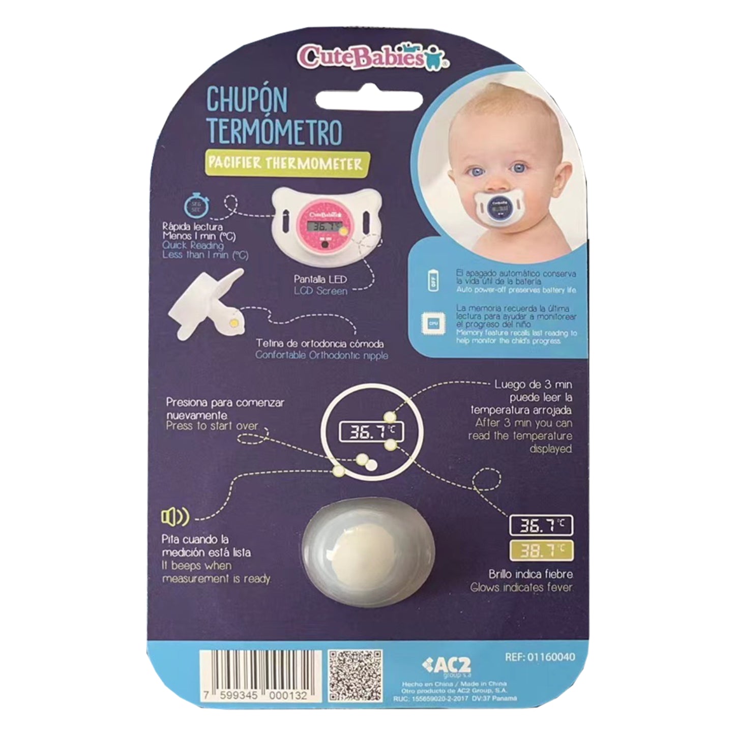 CHUPON TERMOMETRO P/BEBE SURT.