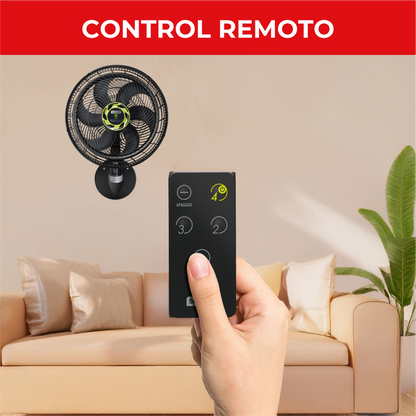 Ventilador de pared 18 pulgadas SAMURAI con control remoto instalado en sala moderna