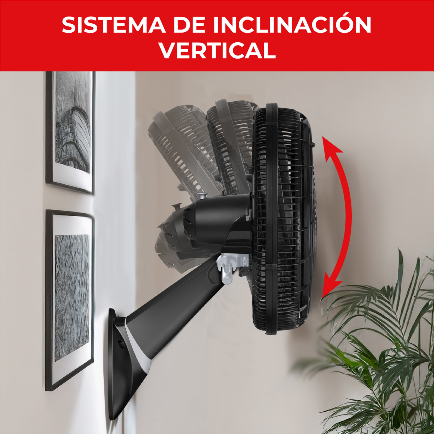 Ventilador de pared 18 pulgadas SAMURAI con sistema de inclinación vertical ajustable en pared