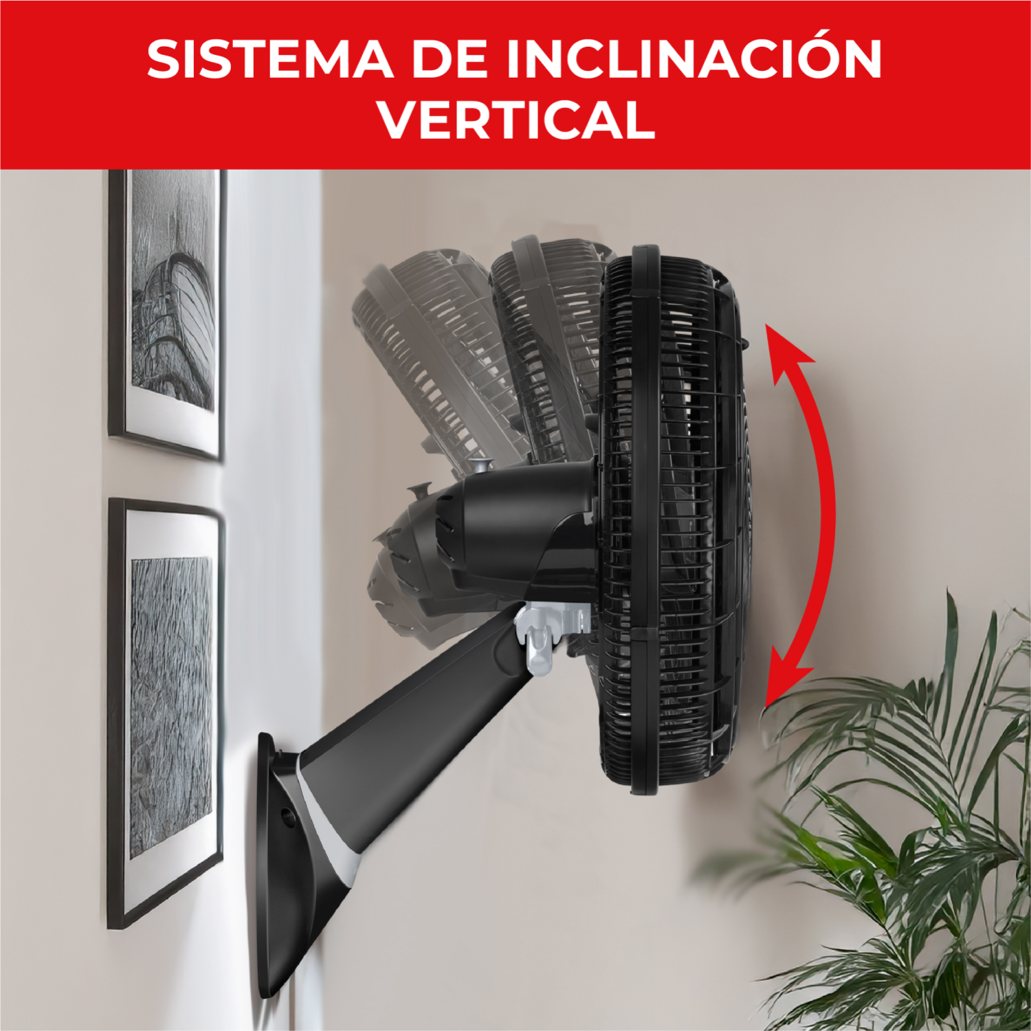 Ventilador de pared 18 pulgadas SAMURAI con sistema de inclinación vertical ajustable en pared