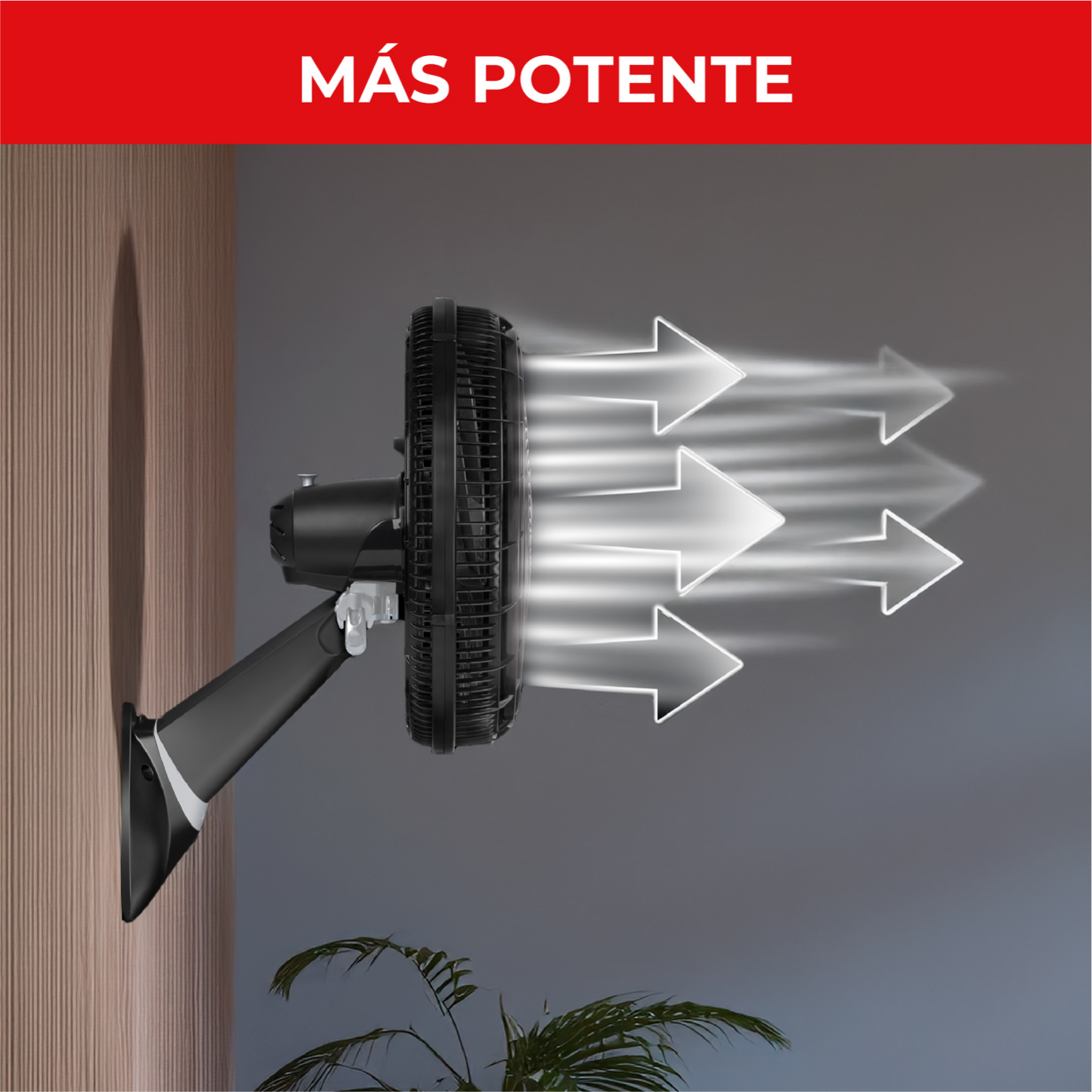 Ventilador de pared 18 pulgadas de la marca SAMURAI con diseño negro y potencia alta