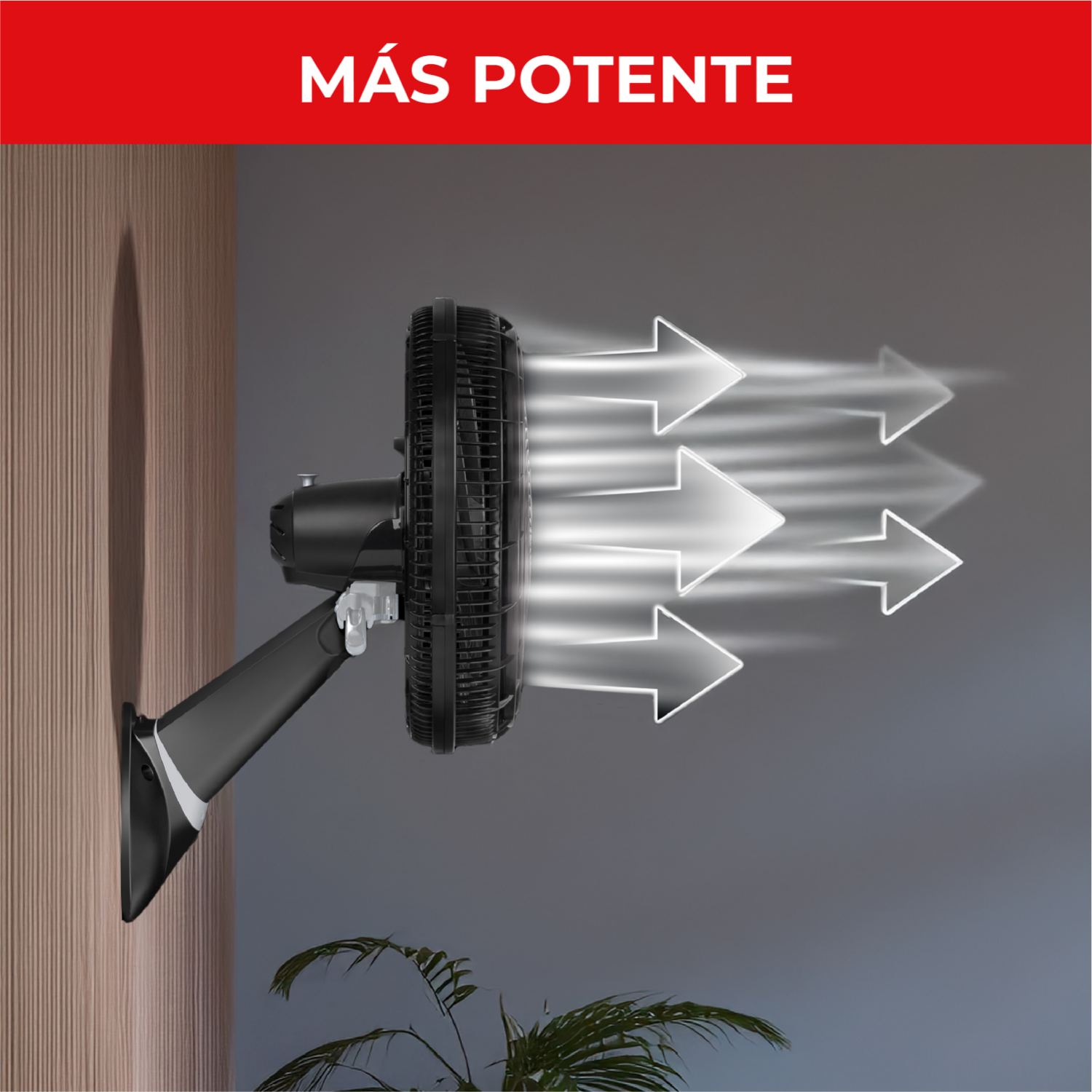 Ventilador de pared 18 pulgadas de la marca SAMURAI con diseño negro y potencia alta