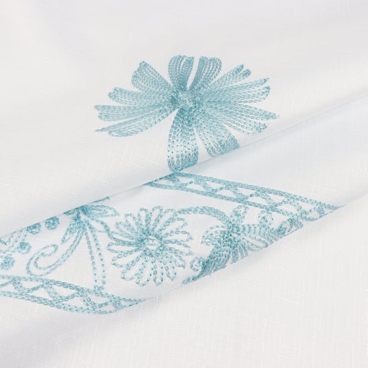 Cortina para Baño Modernhouse Bordado Floral Aqua – 178 x 183 cm