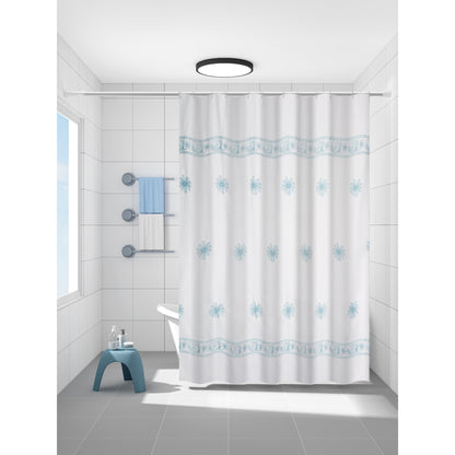 Cortina para Baño Modernhouse Bordado Floral Aqua – 178 x 183 cm