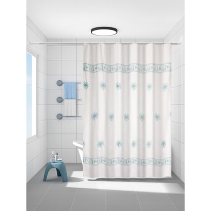 Cortina para Baño Modernhouse Bordado Floral Azul – 178 x 183 cm