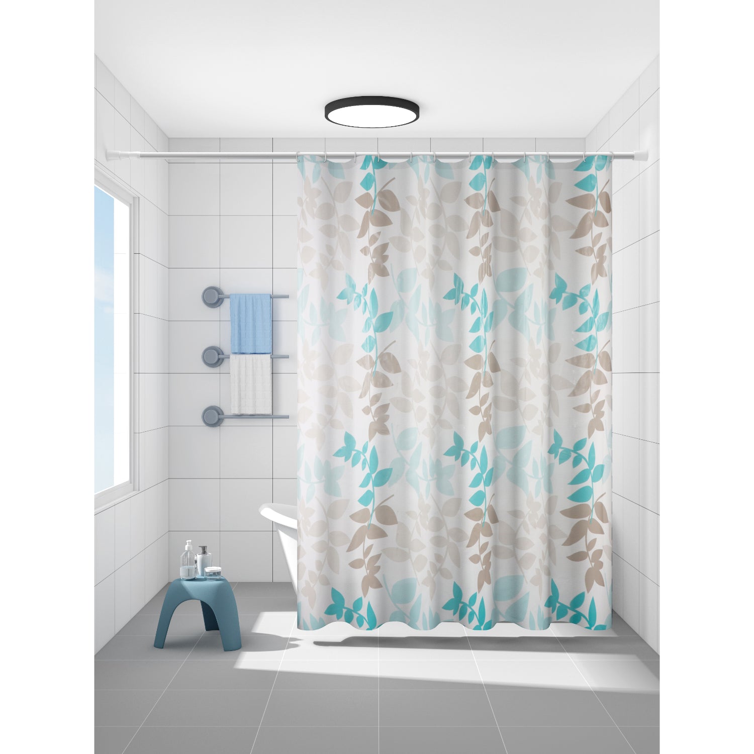 Cortina para Baño Modernhouse 100% PEVA Gris y Neutro – 178 x 183 cm