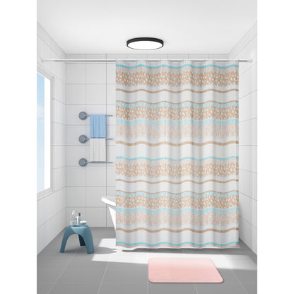 Set de Baño Modernhouse: Cortina 100% PEVA + Alfombra Rosa – 2 Pzs