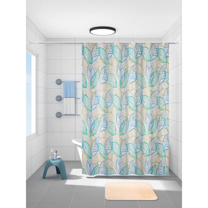 Set de Baño Modernhouse: Cortina 100% PEVA + Alfombra Beige – 2 Pzs