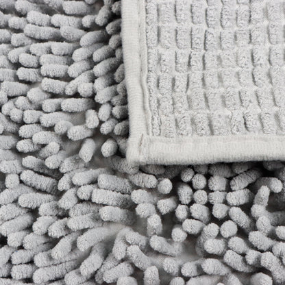 Set de Baño Modernhouse: Cortina 100% PEVA + Alfombra de Chenille Gris – 2 Pzs