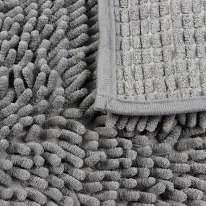 Set de Baño Modernhouse: Cortina 100% PEVA + Alfombra de Microfibra Gris – 2 Pzs