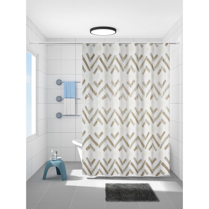 Set de Baño Modernhouse: Cortina 100% PEVA + Alfombra de Microfibra Gris – 2 Pzs