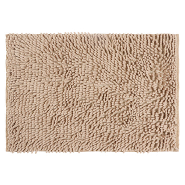 Set de Baño Modernhouse: Cortina 100% PEVA Abstracción Beige + Alfombra de Microfibra Camel – 2 Pzs