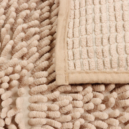 Set de Baño Modernhouse: Cortina 100% PEVA Abstracción Beige + Alfombra de Microfibra Camel – 2 Pzs