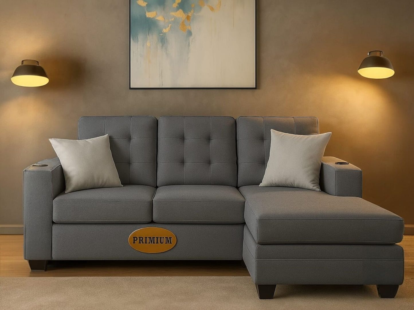 Sofá Lisboa Clásico Moderno 3 Puestos Gris Claro en Tela Sued – LISBOA